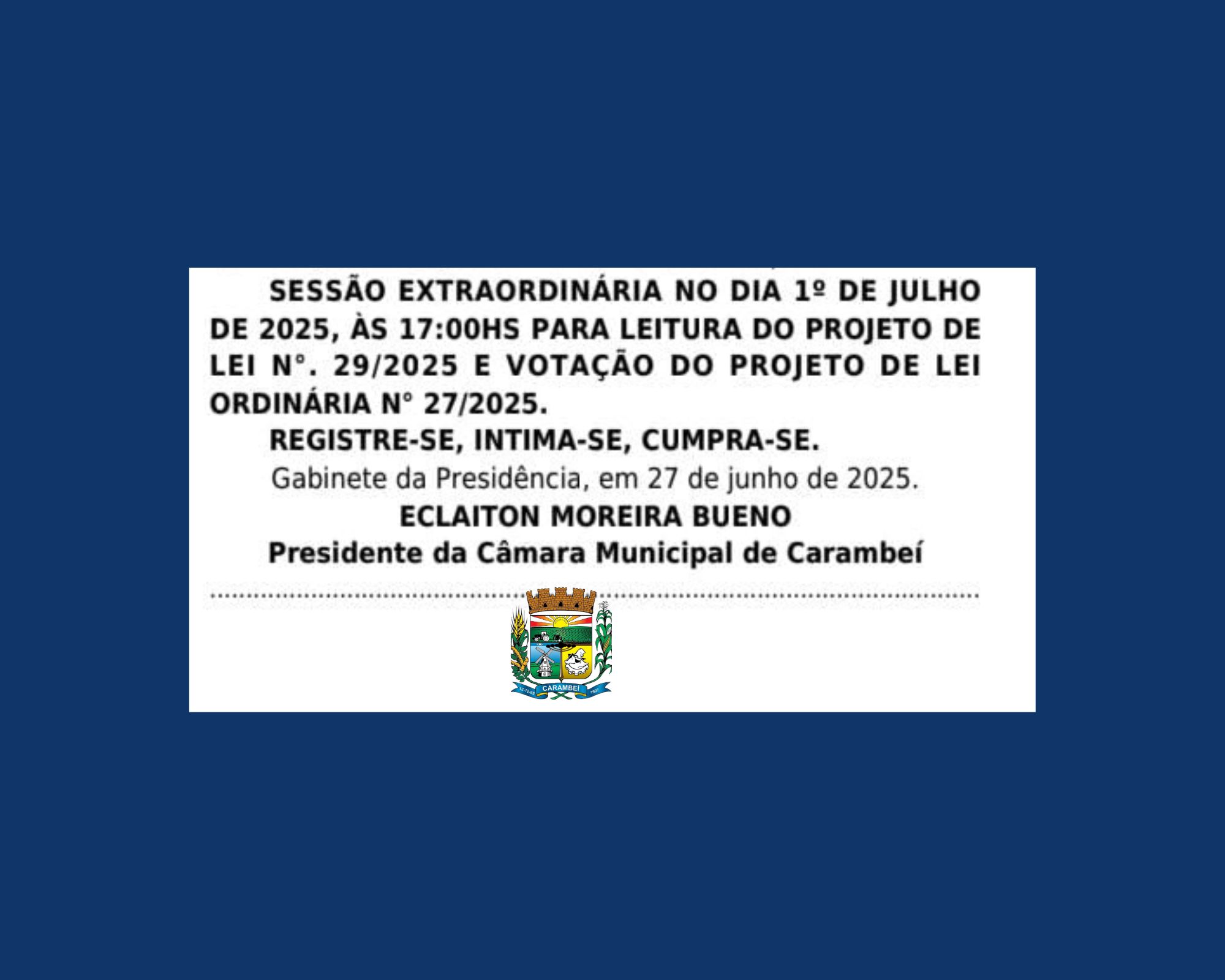4ª Sessão Extraordinária da 8ª Legislatura
