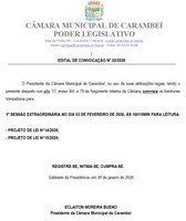 Edital de Convocação nº 02/2026 - 1ª Sessão Extraordinária 