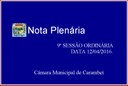 NOTA PLENÁRIA DA 9ª SESSÃO ORDINÁRIA.